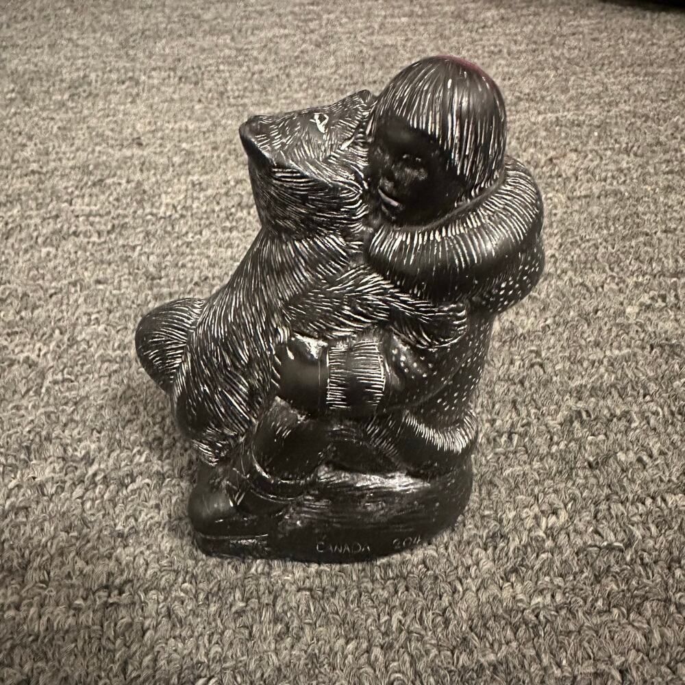 The Wolf Sculpture Inuit Eskimo Man Soapstone Serpent River Trading Post